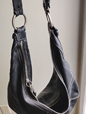 Coach Black Leather Interior Zip Tote